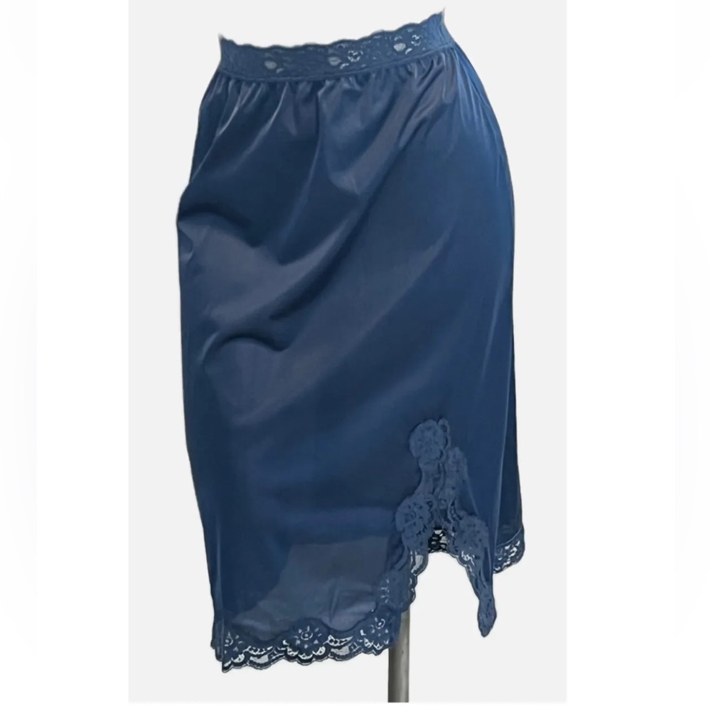 Vintage 50s Vassarette lace half slip Blue satin USA women’s size S L small long
